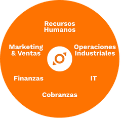 Sectores de la industria alrededor del isologo de Carrot